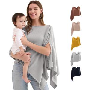 imageMomcozy Nursing Cover for Breastfeeding Breathable Privacy Poncho MultiUse Nursing Shawl Portable Breast Feeding CoversGrey