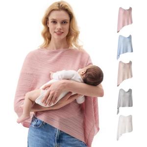 imageMomcozy Nursing Cover for Breastfeeding Breathable Privacy Poncho MultiUse Nursing Shawl Portable Breast Feeding CoversPink Lite