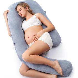 imageMomcozy Pregnancy Pillow with Cooling Cover Dreamlign U Pro Maternity Pillow with Adjustable Leg Pillow  Support for Back HIPS Belly Legs for Pregnant Women 5072 Inch Full Body Pillow GreyGrey