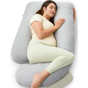 imageMomcozy Pregnancy Pillows with Cooling Cover UShaped Full Body Maternity Pillow for Side Sleepers 57 Inch  Support for Back Hip Belly Legs for Pregnant WomenHatha Grey