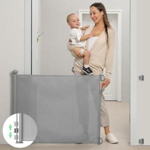 imageRetractable Baby Gate Momcozy Mesh Baby Gate or Mesh Dog Gate 33quot TallExtends up to 55quot Wide Child Safety Gate for Doorways Stairs Hallways IndoorOutdoorGray