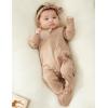 imageMomcozy Boy Girl Baby Pajamas Onesie 024 M TempSensing 2Way Zipper Cotton ampamp Viscose Derived from Bamboo Newborn SleepersPinkish Grey Deep Brown