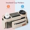 imageMomcozy Universal Stroller Organizer with Insulated Cup Holder Detachable Phone Bag ampamp Shoulder Strap Fits for Stroller like Uppababy Baby Jogger Britax BOB Umbrella and Pet StrollerKhaki