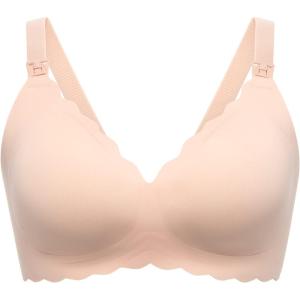 imageMomcozy Nursing Bras for Breastfeeding Seamless Pregnancy Maternity Bra Wireless Classic Jelly Strip Support Nursing BraOyster Pink