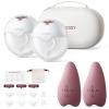 imageMomcozy M5 HandsFree Wearable Breast Pump DoubleSealed Flange for BabyLike Comfort 3 Modes ampamp 9 Suction Levels Portable Electric Pump  24mm 2Pack Quill GrayCozy Red