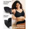 imageMomcozy Wireless Seamless Bras for Women UltraComfort Everyday TShirt Bras Breathable Maternity Bras with Scallop EdgesBlack