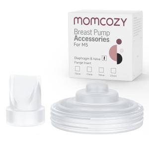 imageMomcozy M5 HandsFree Wearable Breast Pump DoubleSealed Flange for BabyLike Comfort 3 Modes ampamp 9 Suction Levels Portable Electric Pump  24mm 2Pack Quill GrayTransparent