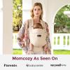 imageMomcozy Baby Carrier with Natural Cotton Linen Built to Last Ergonomic Design 744lbs for Infant and Toddler Lightweight and Comfortable HandsFree for MomsampampDads Sage GreenLight Amber