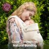 imageMomcozy Baby Carrier with Natural Cotton Linen Built to Last Ergonomic Design 744lbs for Infant and Toddler Lightweight and Comfortable HandsFree for MomsampampDads Sage GreenLight Amber