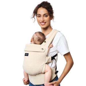 imageMomcozy Baby Carrier with Natural Cotton Linen Built to Last Ergonomic Design 744lbs for Infant and Toddler Lightweight and Comfortable HandsFree for MomsampampDads Sage GreenLight Amber