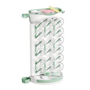 imageMomcozy DIY Larger Bottle Drying Rack for 18 Bottles Space Saving Countertop Vertical Rack with Brushes Holder Detachable Travel Bottle Rack for Baby Accessories ampamp Pump Parts