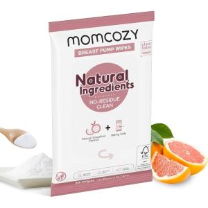 imageMomcozy Natural Breast Pump Wipes for Parts Cleaning Onthego 30 Count Flash Clean ampamp Resealable
