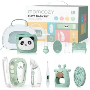 imageMomcozy Core Baby Kit Baby Shower ampamp Registry Essential Kit for GroomingampampHealthampampCleansing Care Includes Nail File Kits Nasal Aspirator Gas Relief Tubes Bath Brushes Toothbrush Comb Storage CaseElite Baby Kit