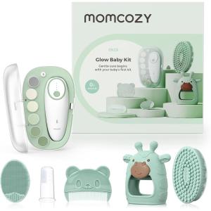 imageMomcozy Core Baby Kit Baby Shower ampamp Registry Essential Kit for GroomingampampHealthampampCleansing Care Includes Nail File Kits Nasal Aspirator Gas Relief Tubes Bath Brushes Toothbrush Comb Storage CaseGlow Baby Kit