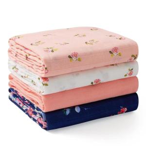 imageMomcozy Muslin Swaddle Blankets Soft Silky Baby Blankets 47 x 47 inches Breathable Swaddle Blankets Newborn Receiving Blanket for Boys and Girls 4 PackFloral