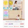 imageMomcozy Retractable Baby Gate 33quot Tall Extends up to 55quot Wide Child Safety Baby Gates for Stairs Doorways Hallways Indoor OutdoorCream