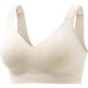 imageMomcozy Seamless US Cotton Busty Bras for WomenComfortable Wireless Full Coverage Bra with Molded Cups for Large BustOatmeal