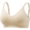 imageMomcozy Seamless US Cotton Wireless Bras for Women Comfortable Full Coverage Bra with Fixed Pads for Everyday WearWarm Oatmeal