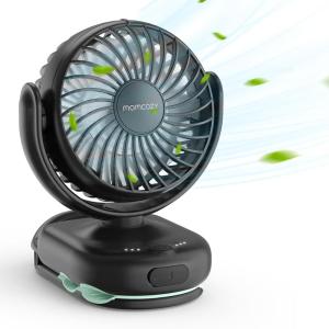 imageMomcozy Portable Fan with Clip  4Speed MiniFan for Carrier  Personal Fans Ultra Lighter 026lb  Gaps 45mm  Handheld Cooling  Rechargeable Rotate for Diaper BackpackStrollerCarrierChairBlack