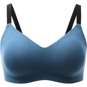 imageMomcozy Seamless Bra for Women 30 Jelly Strip Lifting Wireless Bra with Breathable PerforationsNordic Blue