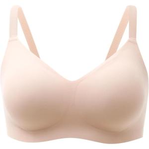 imageMomcozy Seamless Bra for Women 30 Jelly Strip Lifting Wireless Bra with Breathable PerforationsOyster Pink