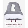imageMomcozy F Shaped Pregnancy Pillow Cover 53inch Large Pregnancy Body Pillowcase Removable with Adjustable Wedge Pillow Soft ampamp Machine Washable Replacement Cover Velvet GreyGrey