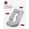 imageMomcozy F Shaped Pregnancy Pillow Cover 53inch Large Pregnancy Body Pillowcase Removable with Adjustable Wedge Pillow Soft ampamp Machine Washable Replacement Cover Velvet GreyGrey