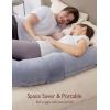imageMomcozy F Shaped Pregnancy Pillow Cover 53inch Large Pregnancy Body Pillowcase Removable with Adjustable Wedge Pillow Soft ampamp Machine Washable Replacement Cover Velvet GreyGrey