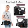 imageMomcozy Universal Stroller Organizer with Insulated Cup Holder Portable Stroller Fan 27H Ultralong Battery Life Detachable 4 Speed 360Rotate LED Night Light with 2 Modes