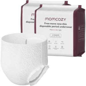 imageMomcozy Postpartum Disposable Underwear 12 PCS No Leak NewThin Builtin Pad SelfAbsorbent FreeMove Period Underpants for Women Mothers Moms Labor Delivery Care White