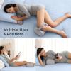 imageMomcozy Knee Pillow for Side Sleepers Soft Memory Foam Support Spine Alignment Pregnancy Leg Pillow for HIPS Back Sciatica Pain Fixed Strap for Moving Wider Contact Even Pressure Light BlueCooling Grey