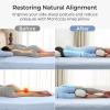 imageMomcozy Knee Pillow for Side Sleepers Soft Memory Foam Support Spine Alignment Pregnancy Leg Pillow for HIPS Back Sciatica Pain Fixed Strap for Moving Wider Contact Even Pressure Light BlueCooling Blue