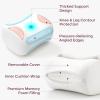 imageMomcozy Knee Pillow for Side Sleepers Soft Memory Foam Support Spine Alignment Pregnancy Leg Pillow for HIPS Back Sciatica Pain Fixed Strap for Moving Wider Contact Even Pressure Light BlueWhite