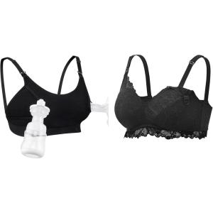 imageMomcozy Hands Free Pumping BraLace Padded V Neck Nursing Bra Medium 36C36E