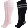 imageMomcozy Compression Socks for Women Wide Calf 1520mmHg Knee High Support Socks for Pregnancy Nurses Travel FlyingBlackPink