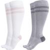 imageMomcozy Compression Socks for Women Wide Calf 1520mmHg Knee High Support Socks for Pregnancy Nurses Travel FlyingWhiteLight Gray