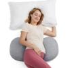 imageMomcozy Portable Pregnancy Pillow  W Shaped Maternity Support for Side Sleepers Adjustable Travel Wedge Pillow for Back Belly and Hip Relief Ideal for Pregnant Women Deep Grey