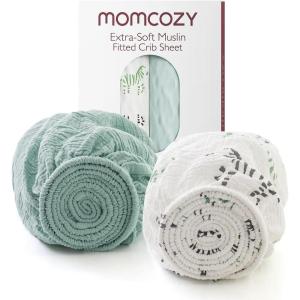 imageMomcozy Muslin Standard Fitted Crib Sheets 52quotx28quot 2 Pack Soft Breathable Natural Cotton Baby Mattress Sheet 360 Mattress Wrapping No Slip Boys Girls Neutral Toddler Bed Sheet Bravery ZebraBravery Zebra