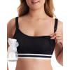 imageMomcozy Pumping Bra Hands Free Breast Pump Bra with Widened Band Pumping Nursing Bra in One Adjustable StrapsBlack