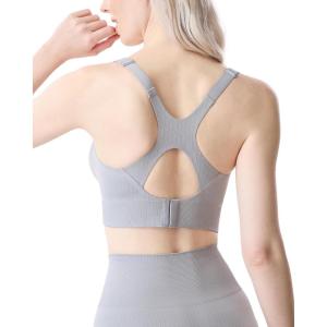 imageMomcozy Nursing Bras for Breastfeeding Ribbed Maternity Bra with Racerback Soft Stretchy Nursing Sports Bra for YogaGray