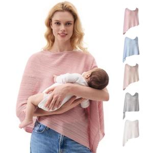 imageMomcozy UltraLight Nursing Cover for Breastfeeding Soft Breathable Tencel Lyocell Fabric MultiUse Feeding Shawl Newborn Essentials Must HavesLight GrayPink Lite