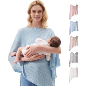 imageMomcozy UltraLight Nursing Cover for Breastfeeding Soft Breathable Tencel Lyocell Fabric MultiUse Feeding Shawl Newborn Essentials Must HavesLight GrayBlue Lite
