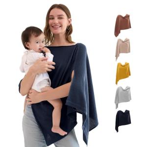 imageMomcozy UltraLight Nursing Cover for Breastfeeding Soft Breathable Tencel Lyocell Fabric MultiUse Feeding Shawl Newborn Essentials Must HavesLight GrayDark Blue