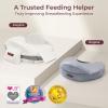 imageMomcozy Nursing Pillow for Breastfeeding Original Plus Size Breastfeeding Pillows for More Support for Mom and Baby with Adjustable Waist Strap and Removable Cotton Cover GreyWhite Cozypro With Lumbar Support