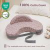 imageMomcozy Nursing Pillow for Breastfeeding Original Plus Size Breastfeeding Pillows for More Support for Mom and Baby with Adjustable Waist Strap and Removable Cotton Cover GreyLight Pink