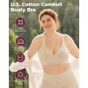 imageMomcozy Seamless US Cotton Busty Bras for WomenComfortable Wireless Full Coverage Bra with Molded Cups for Large Bust Oatmeal