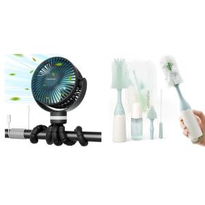 imageMomcozy 8000mAh Portable Stroller Fan Bottle Brush Kit