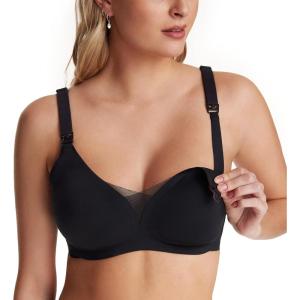 imageMomcozy Nursing Bras for Breastfeeding Comfort Maternity Bra Buttery Soft Seamless Sleep Pregnancy BraBlack