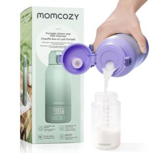 imageMomcozy Portable Milk Warmer for Travel  Dual Heating Modes for Breast Milk ampamp Water Portable Bottle Warmer with Fast Heating ampamp Long Battery Life 17 Ounces Large Capacity to Meet Your AllDay NeedsPurple