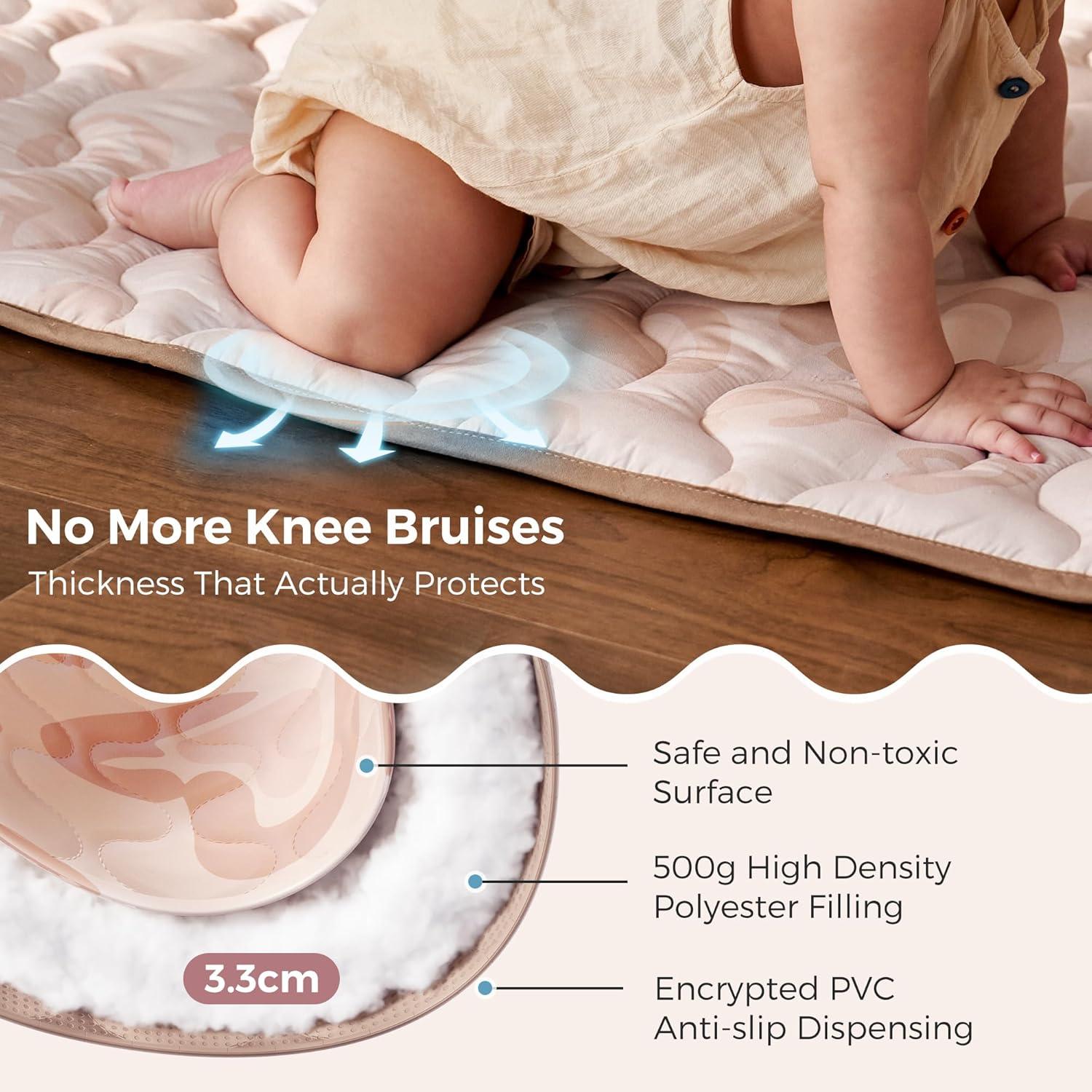 imageMomcozy Baby Play Mat for Floor 50x50 Thickened Playpen Mat Playmate for Baby Tummy Time Waterproof ampamp NonSlip Foldable Outdoor Mat with Carrying Handle Leopard HeartLeopard Brown